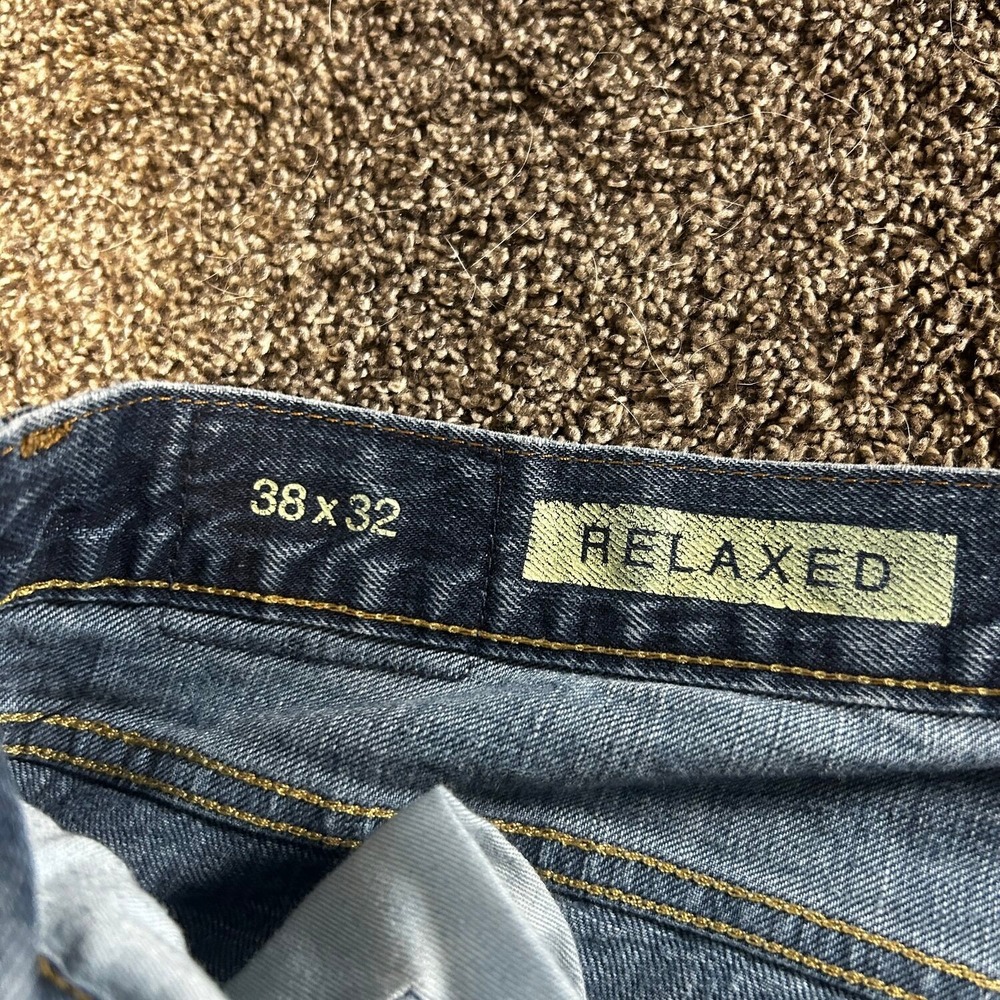 Gap Relaxed Jeans Mens 38x32 Blue Good Distressed Paint Splatter Denim - Picture 2 of 5